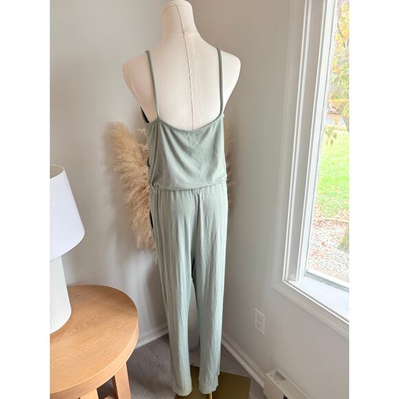 NWT GAP Ribbed Wrap Jumpsuit Womens Medium Gasoline Green - Picture 7 of 10